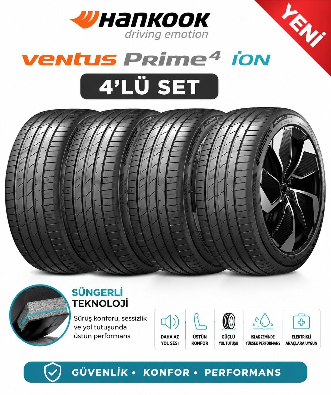 235/45R18 98W XL Hankook iON evo IK01 Sound Absorber EV (4'lü Set)-(Üretim 2026)