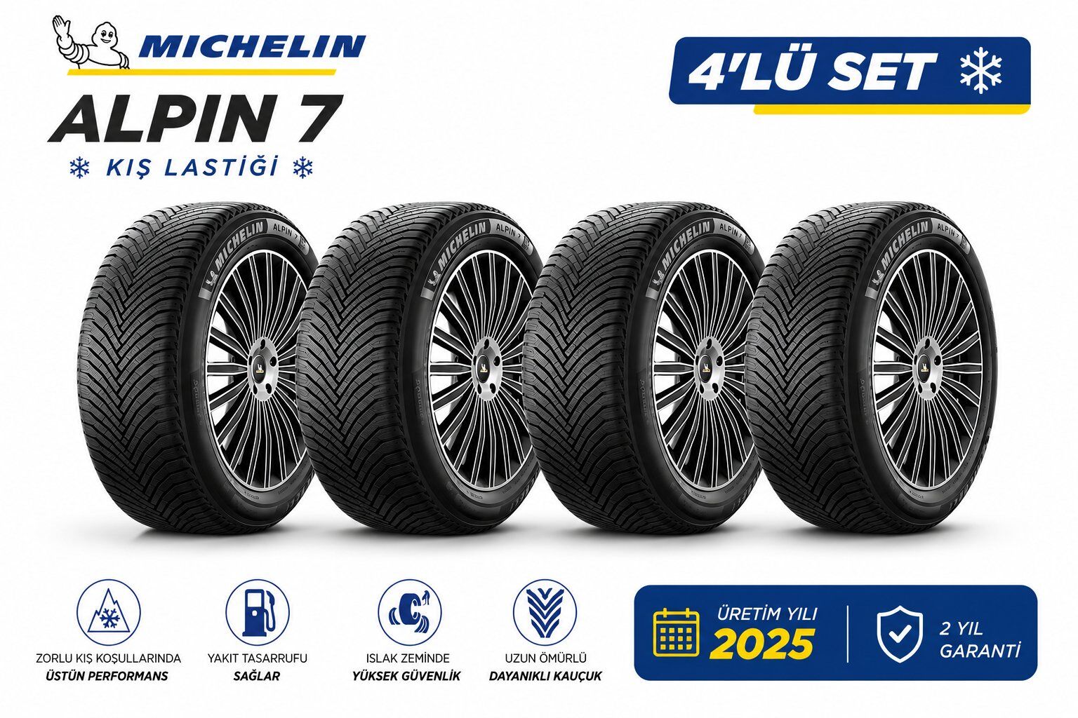 Michelin 205/55R19 97H XL Alpin 7 Oto Kış Lastiği (Üretim 2025)