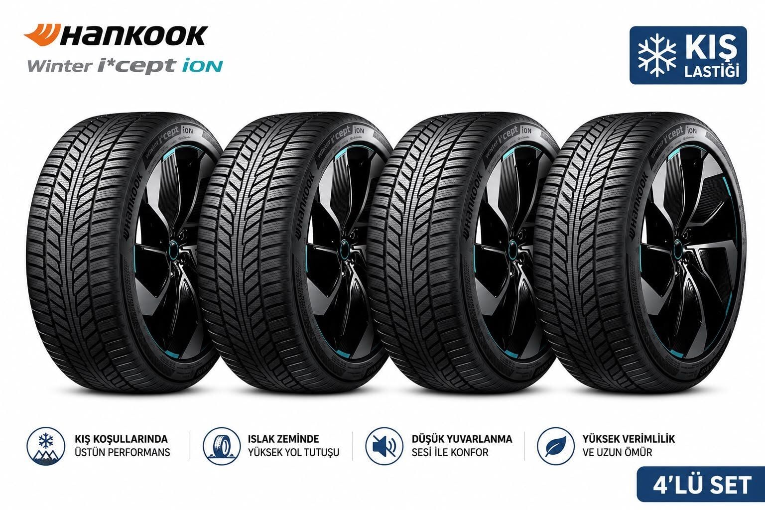 (4'lü Set) 245/45R20 103V XL ION ICEPT IW01 HANKOOK (Elektrikli Araç Uyumlu) (Üretim 2025)