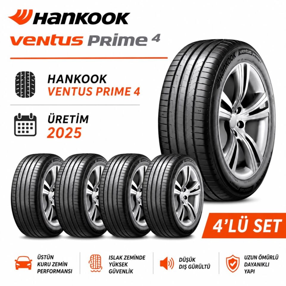 (4'lü Set) 215/60R17 96V VENTUS PRIME 4 UHP Yaz Lastiği (Üretim 2025)